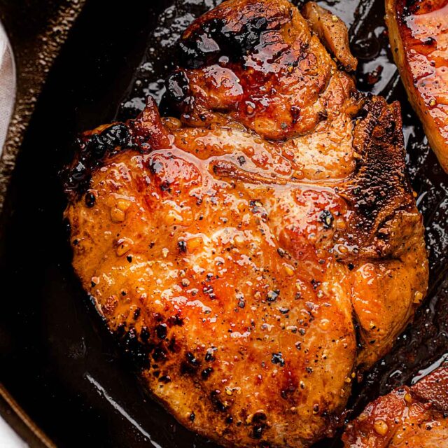 Grilled Pork Chops cooked on grill pan