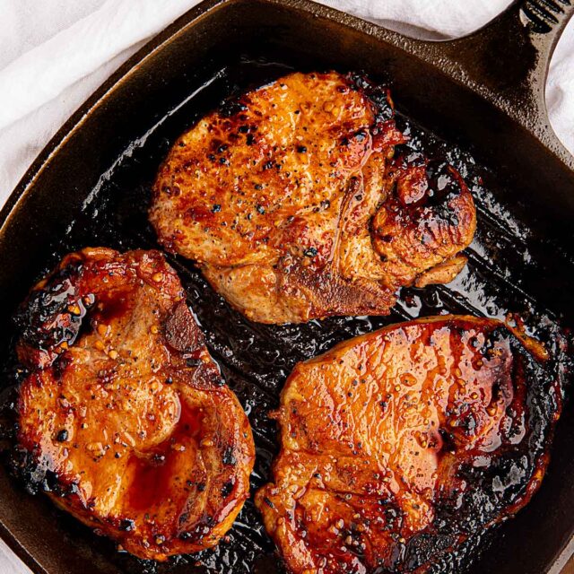 Grilled Pork Chops in pan