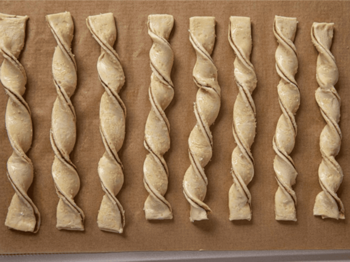 Twists on baking sheet ready to bake