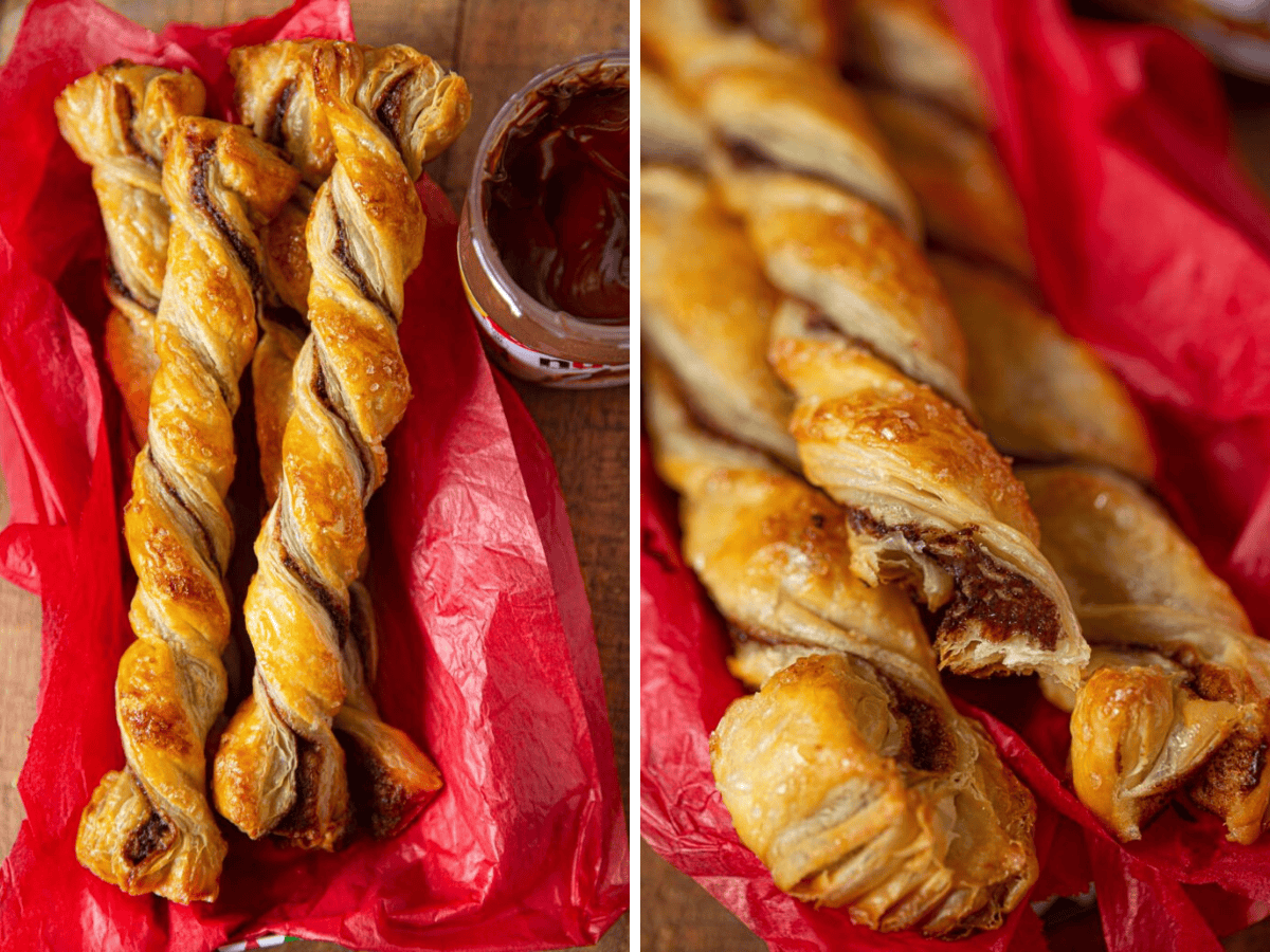 Collage of twists with dipping sauce