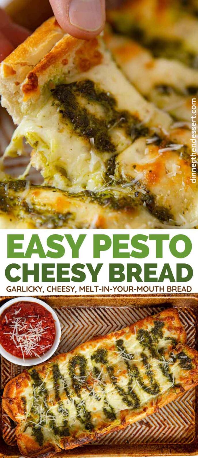 Pesto Cheesy Bread collage