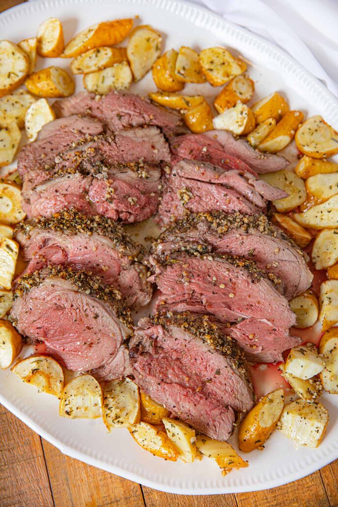 Roast Leg of Lamb on serving platter