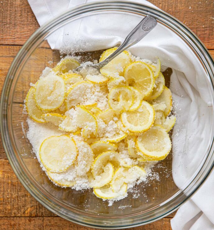 Shaker Lemon Pie lemons in sugar