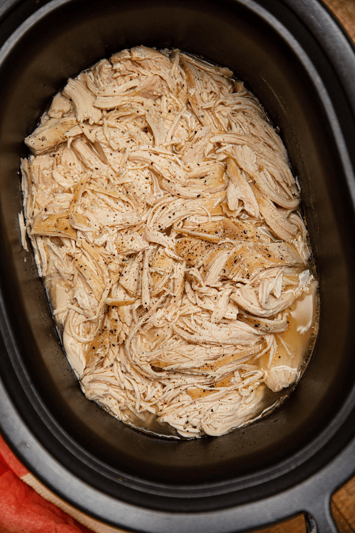 Shredded chicken in a crockpot