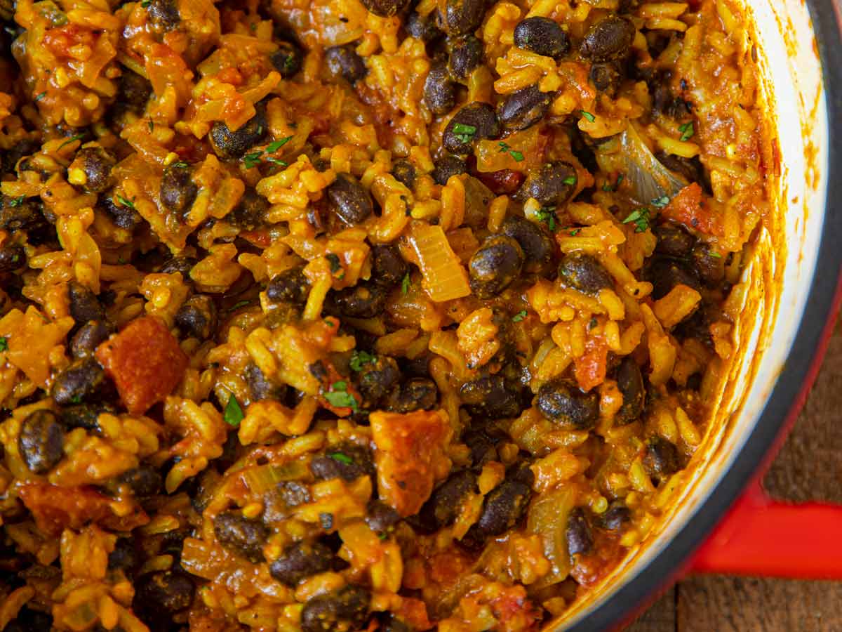 Black Beans and Rice close up