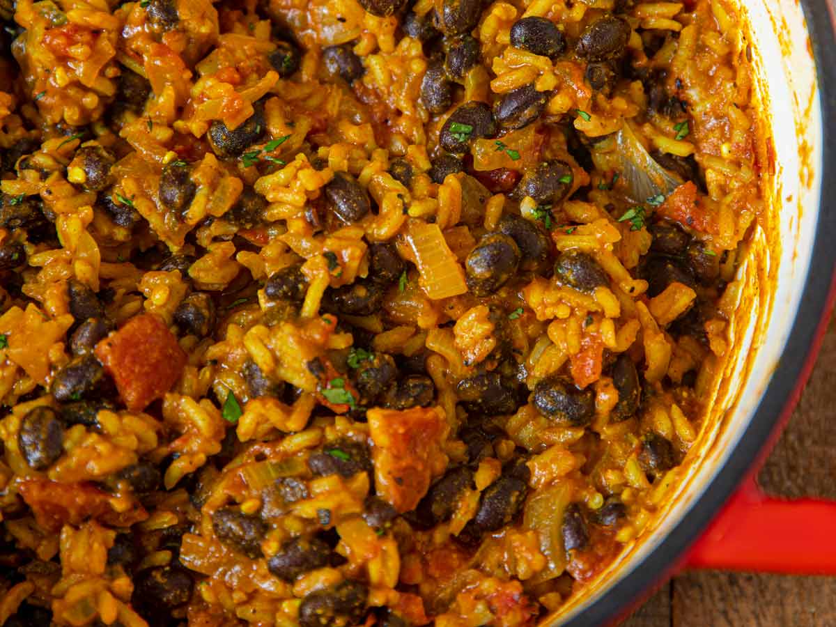 Rice Cooker Brown Rice with Black Beans, Tomatoes and Corn