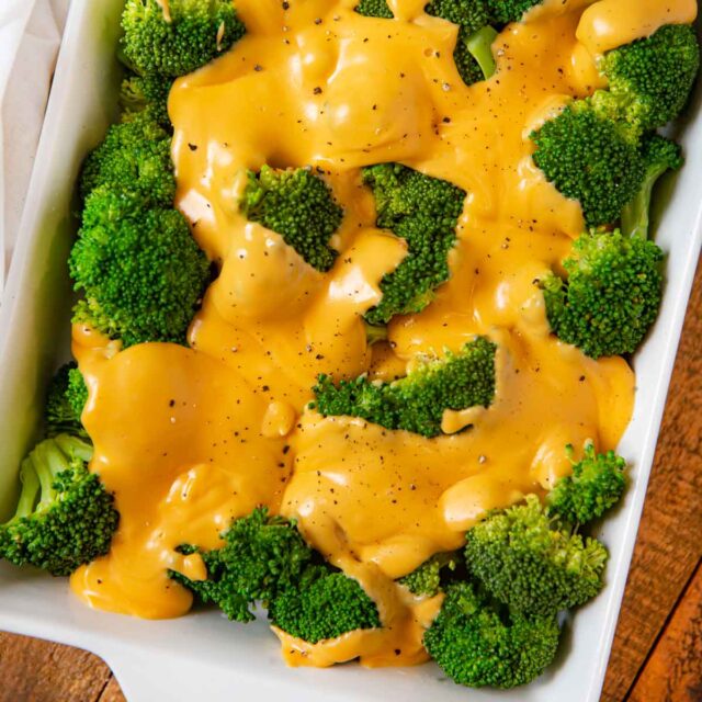 Broccoli in Cheese Sauce in serving dish