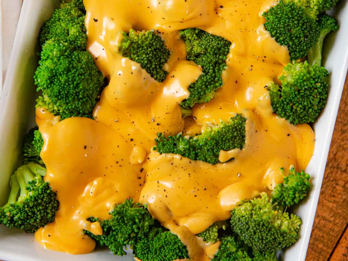 Broccoli in Cheese Sauce in serving dish