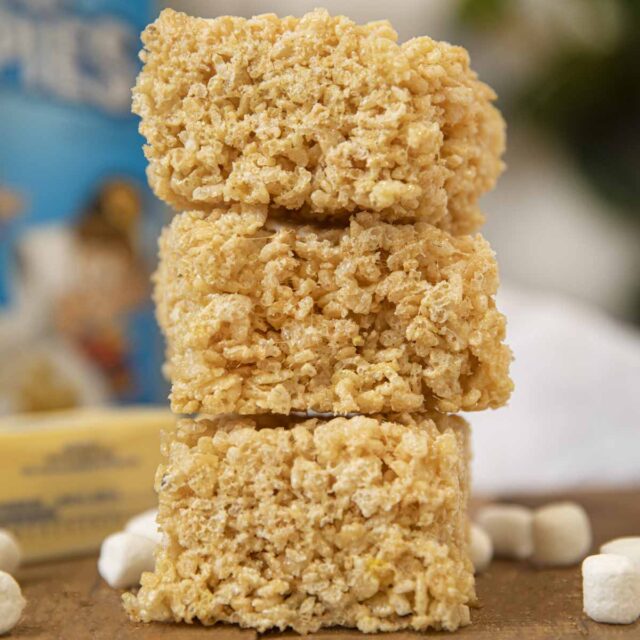 Brown Butter Rice Krispies Treats in stack