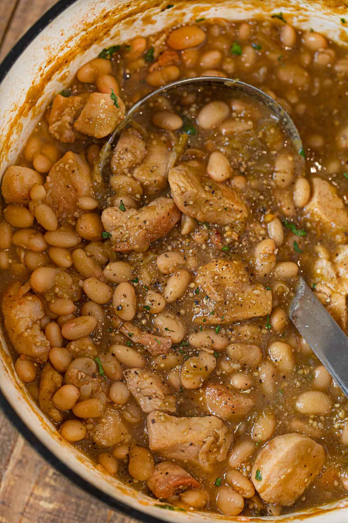 Chicken Tomatillo Soup in pot