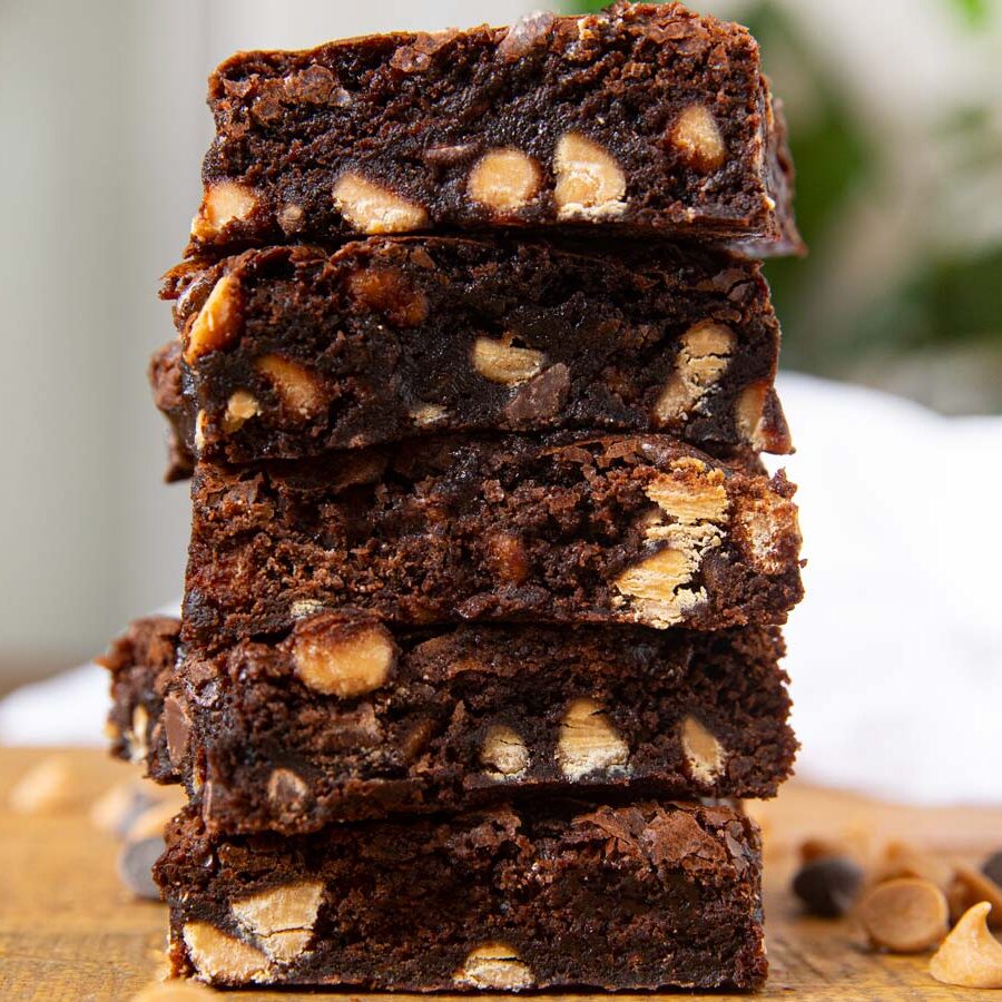 Chocolate Peanut Butter Chip Brownies Recipe - Dinner, then Dessert