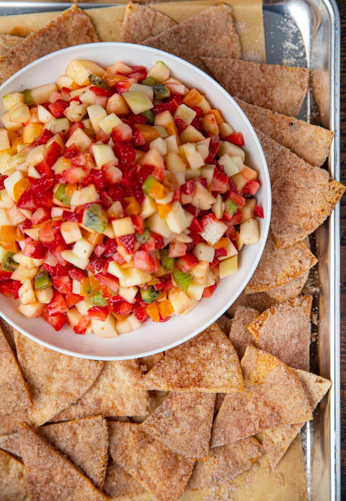 Cinnamon Sugar Chips with fruit salsa