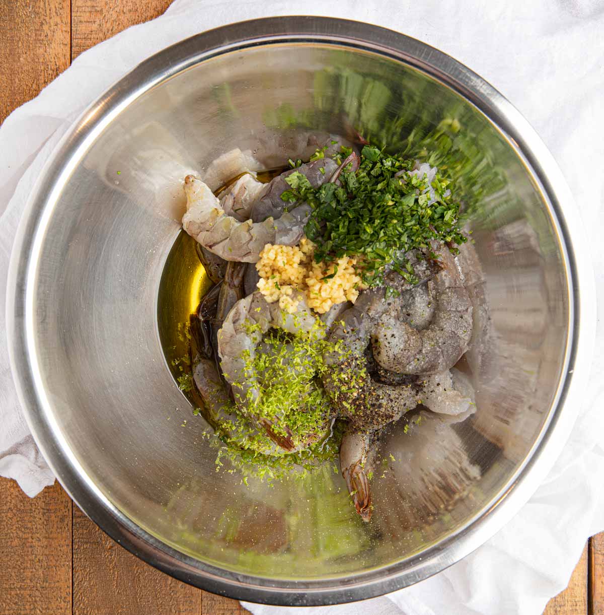 Grilled Cilantro Lime Shrimp in bowl with marinade ingredients