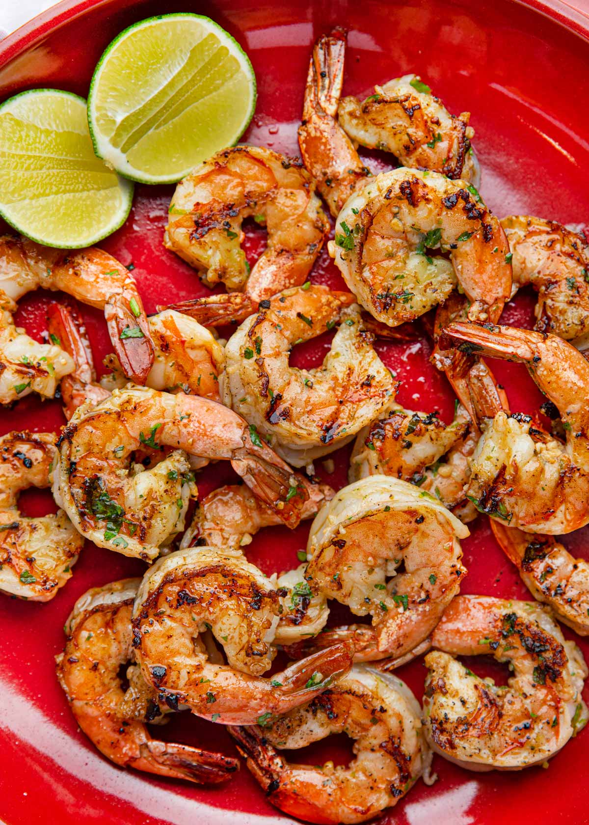 Cilantro Lime Shrimp on plate top-down view