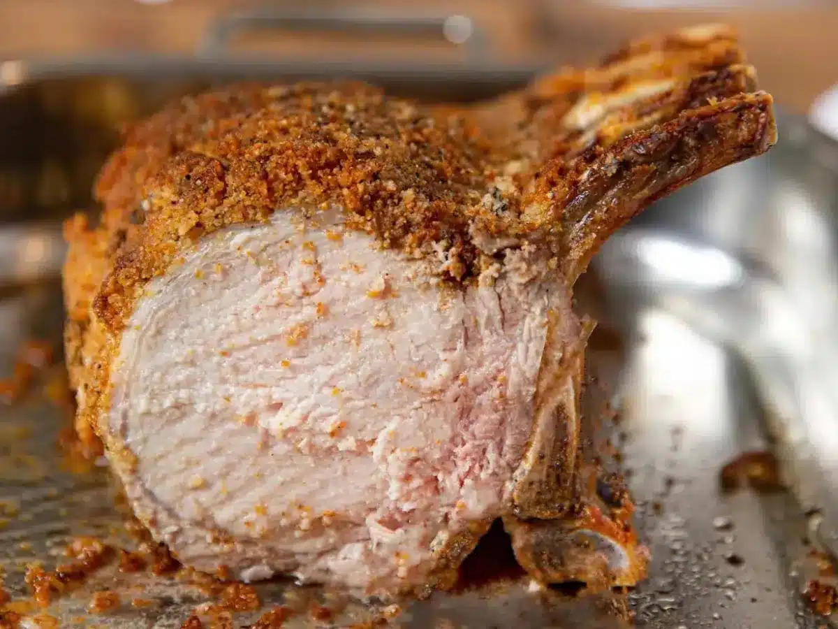 Side view of pork with bone