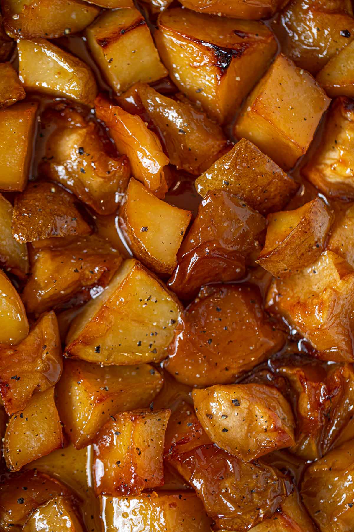 Honey Roasted Apples and Potatoes close up view