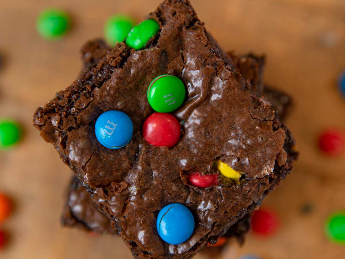 Easy Gluten-Free M&M Brownies - Sweets & Thank You