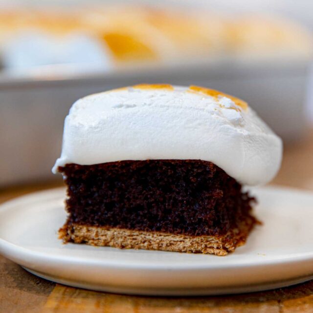 S'mores Sheet Cake slice on plate