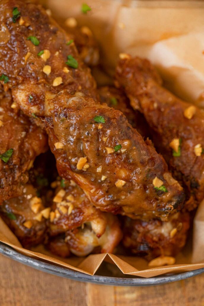 Thai Peanut Chicken Wings in bowl