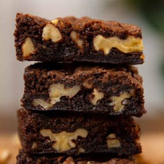 Walnut Brownies in stack