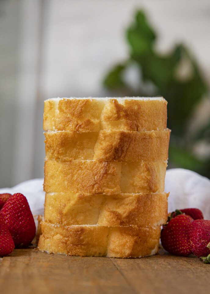 Stack of Angel Food Loaf Cake slices