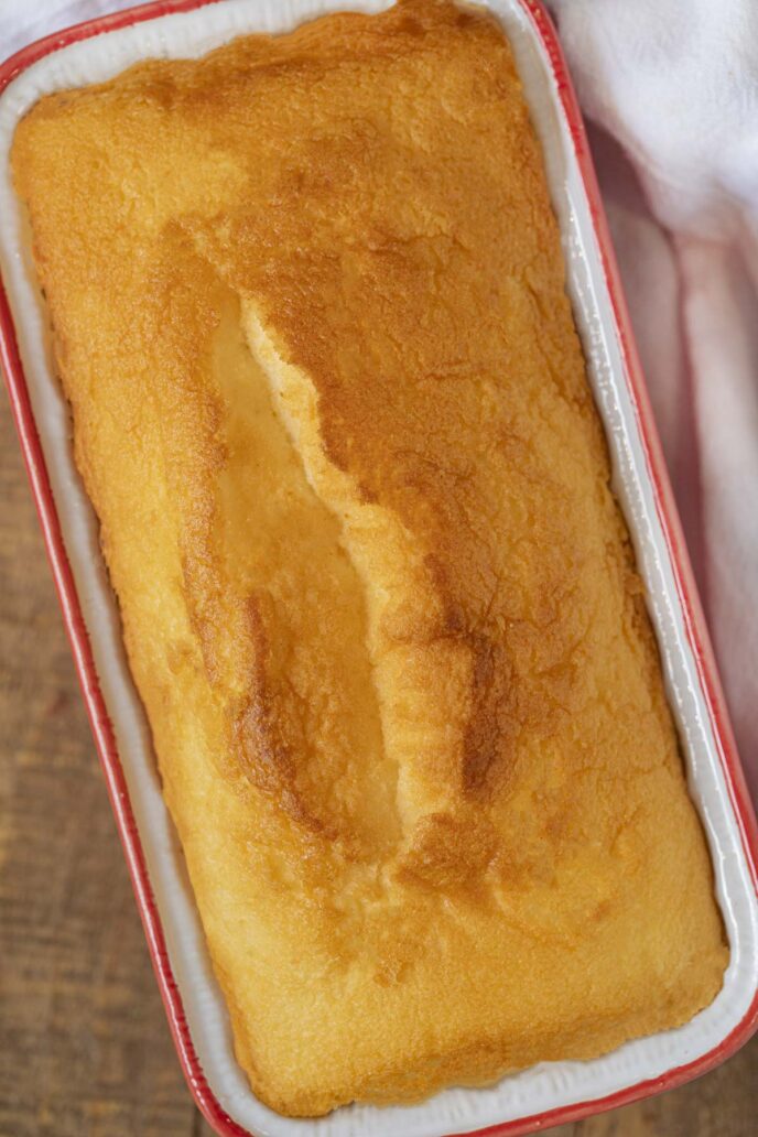 Angel food Loaf Cake in loaf pan