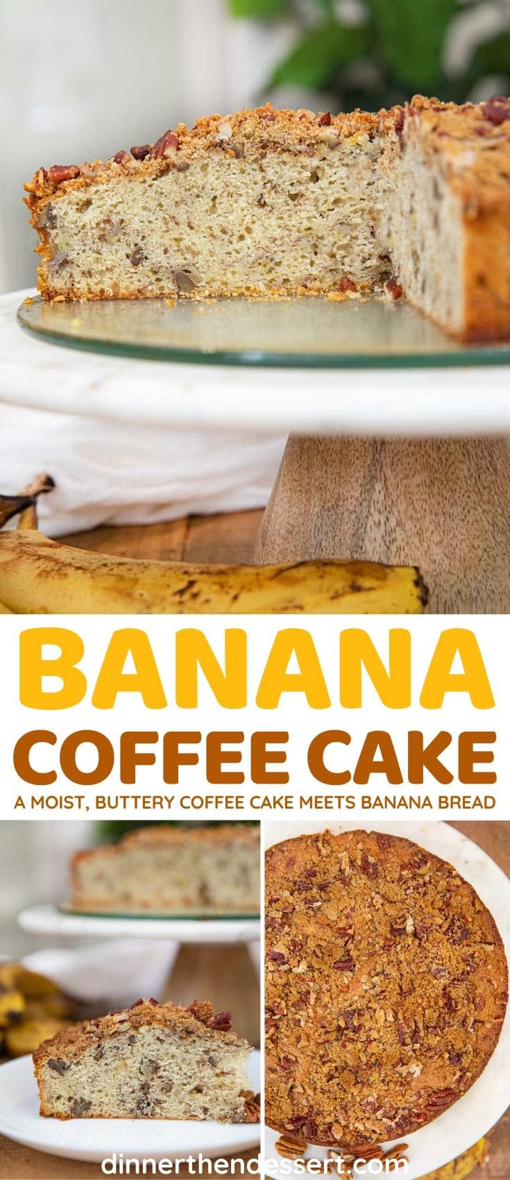 Easy Banana Coffee Cake Recipe (w/Pecan Streusel) Dinner, then Dessert