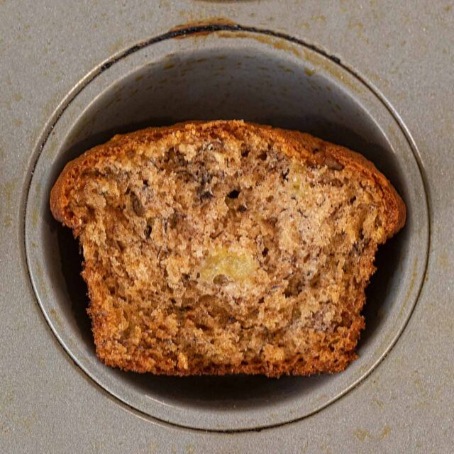 Banana Muffin in grey muffin tin