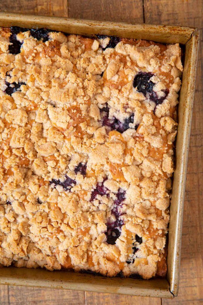 Blueberry Buckle in pan