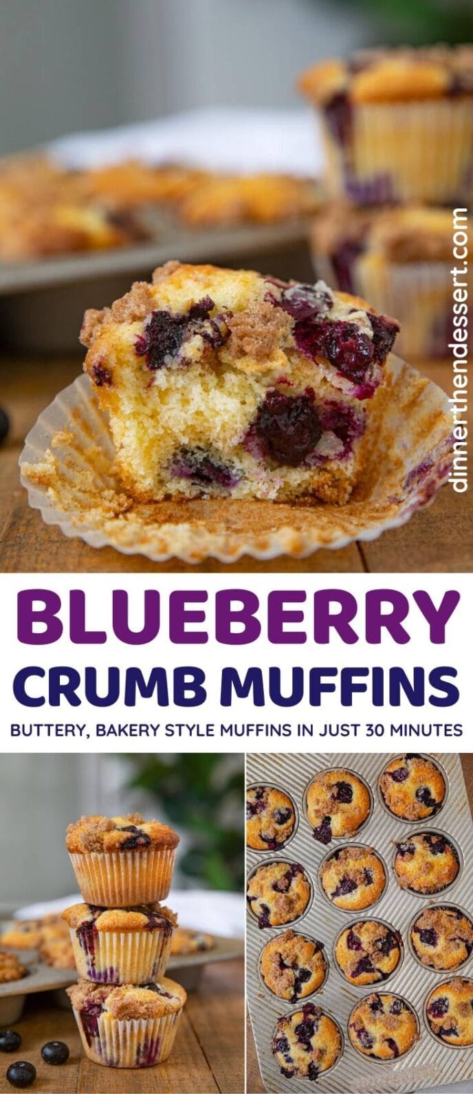 Blueberry Crumb Muffins collage