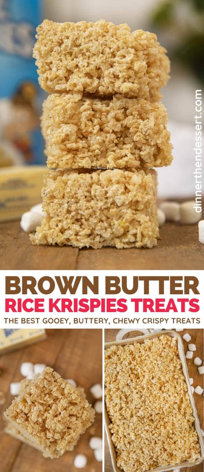 Brown Butter Rice Krispies Treats collage