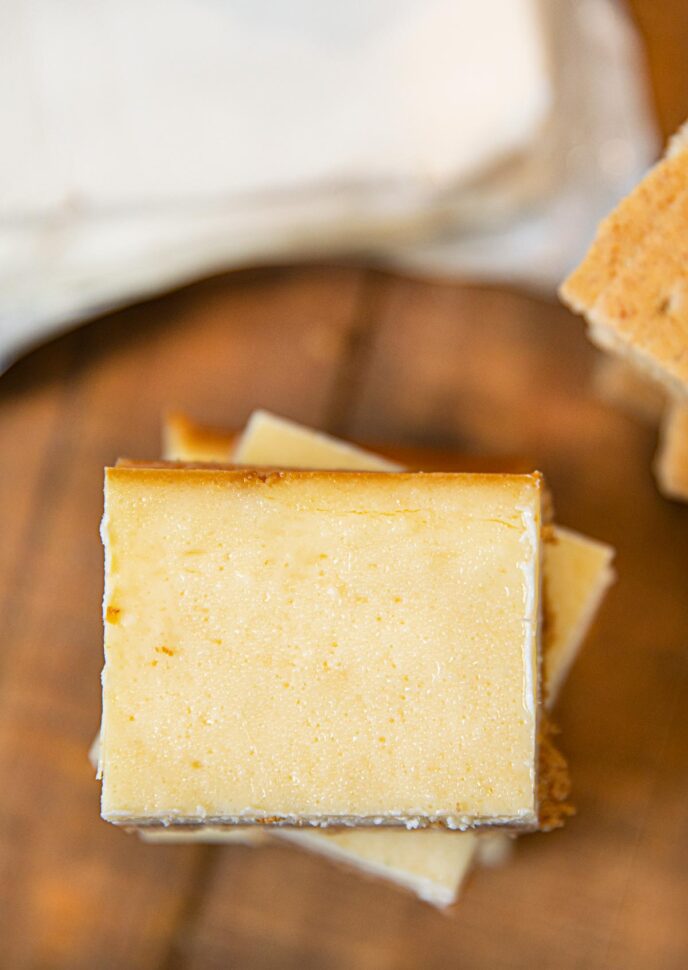 top-down view of Cheesecake Bars in stack