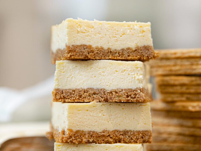 Cheesecake Bars in a stack