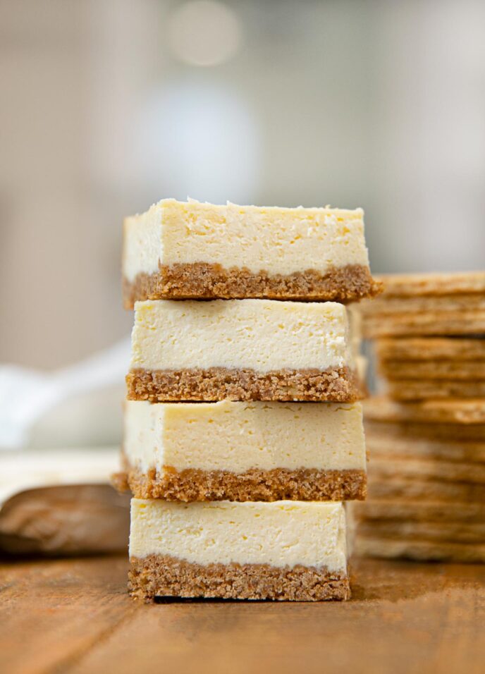 Cheesecake Bars in a stack