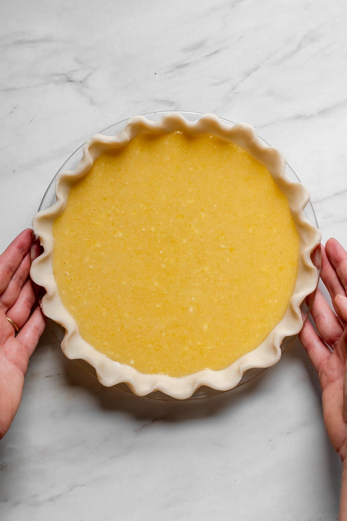 Chess Pie Custard in Pie Shell Unbaked