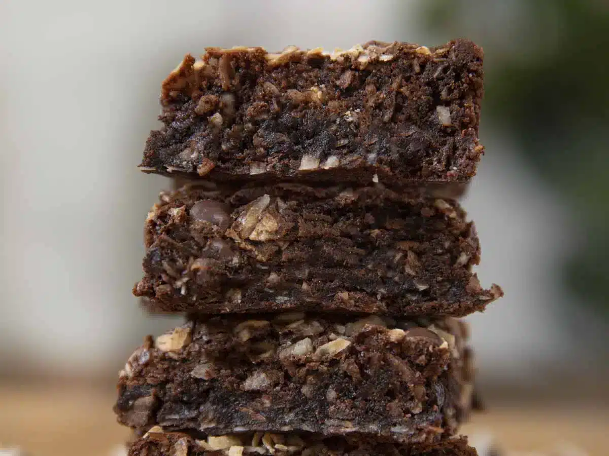 Stack of sliced brownies