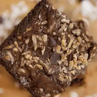 Top view of baked ingredients stacked