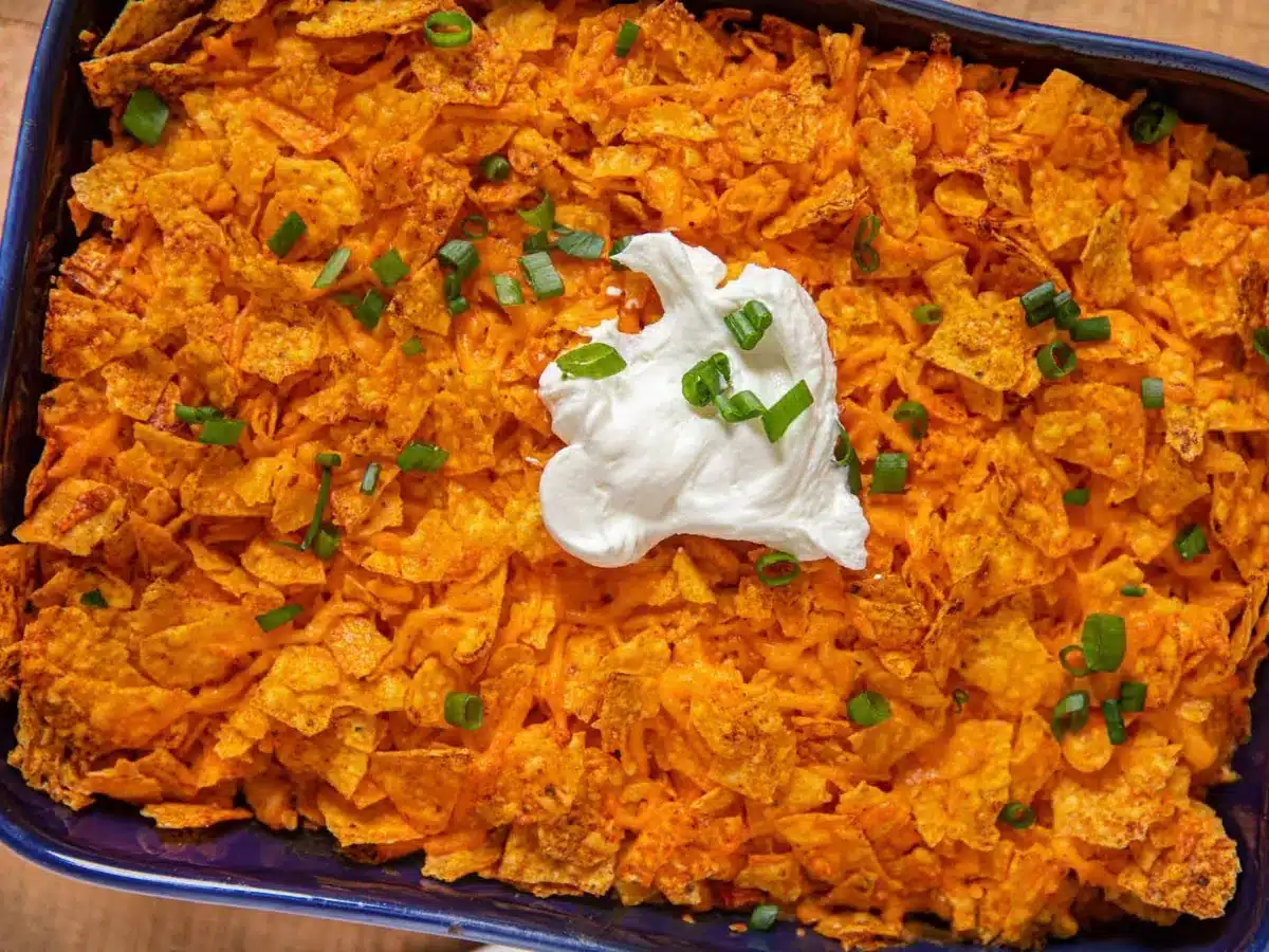 top down view of casserole 