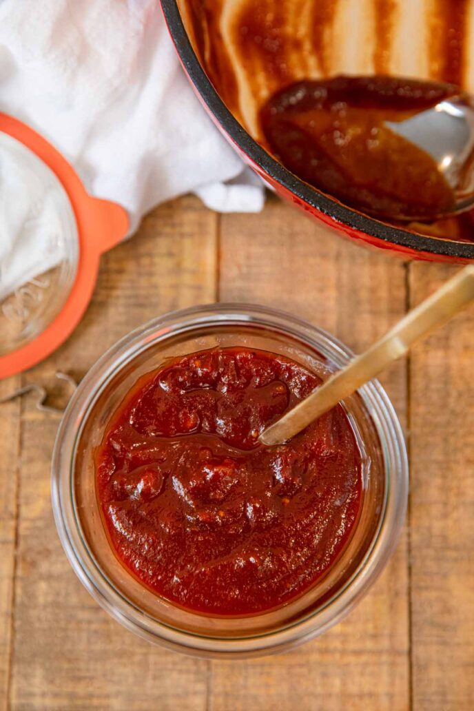 Homemade BBQ Sauce in glass jar