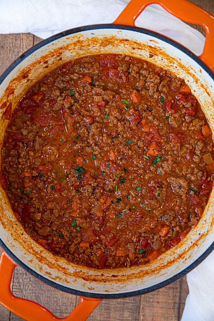 Spaghetti Bolognese Sauce in pot