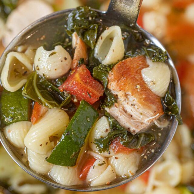 Italian Chicken Soup in ladle