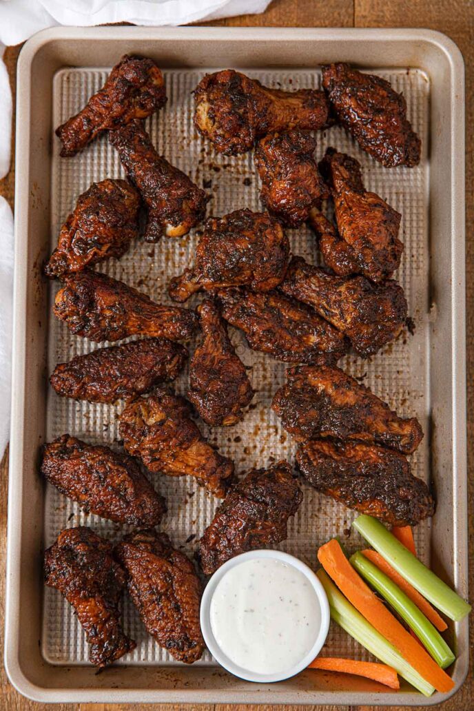 Baked Jerk Chicken Wings on baking sheet