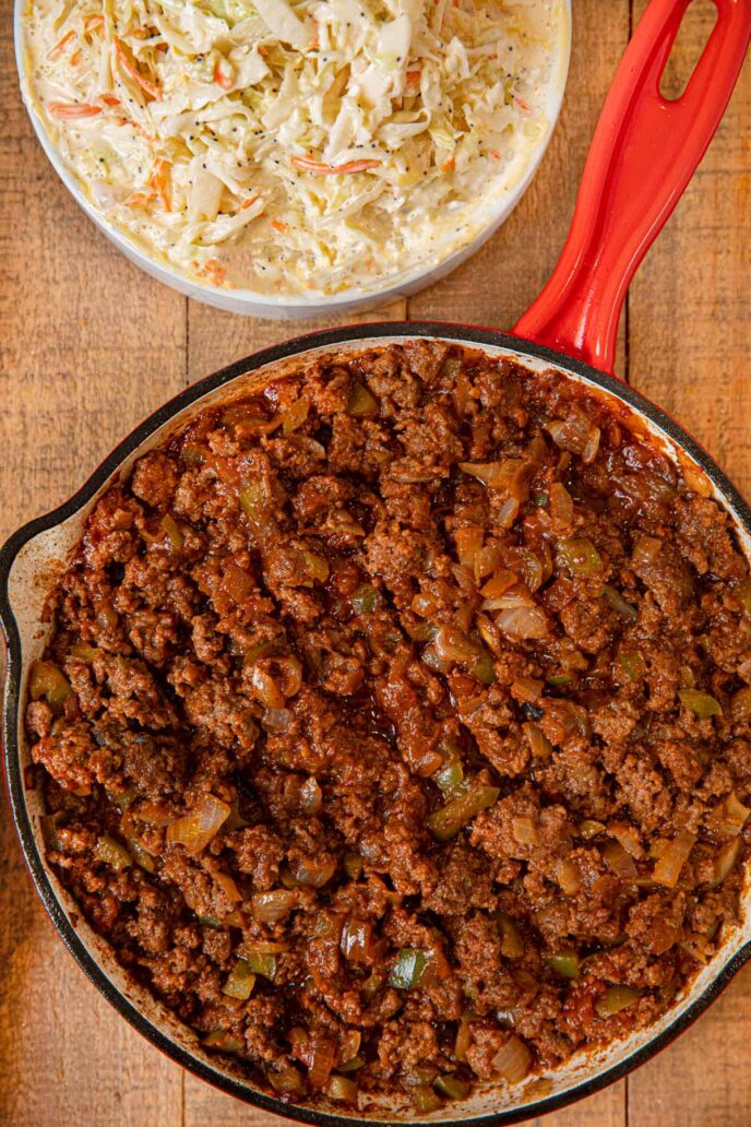 Memphis Sloppy Joes in pan with Cole Slaw