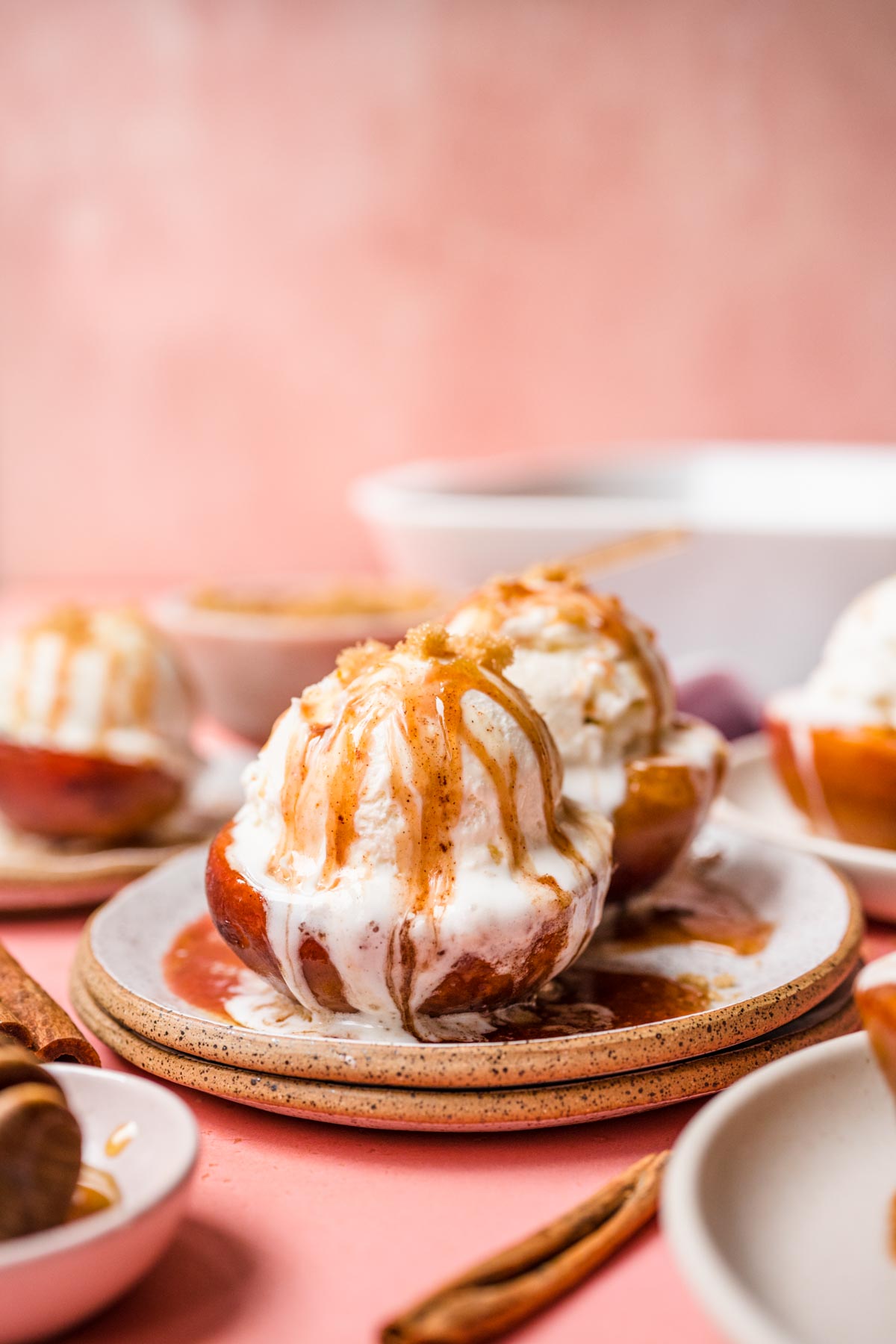 Peaches and Cream on serving plate