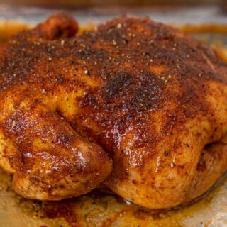 Rotisserie Chicken in roasting pan