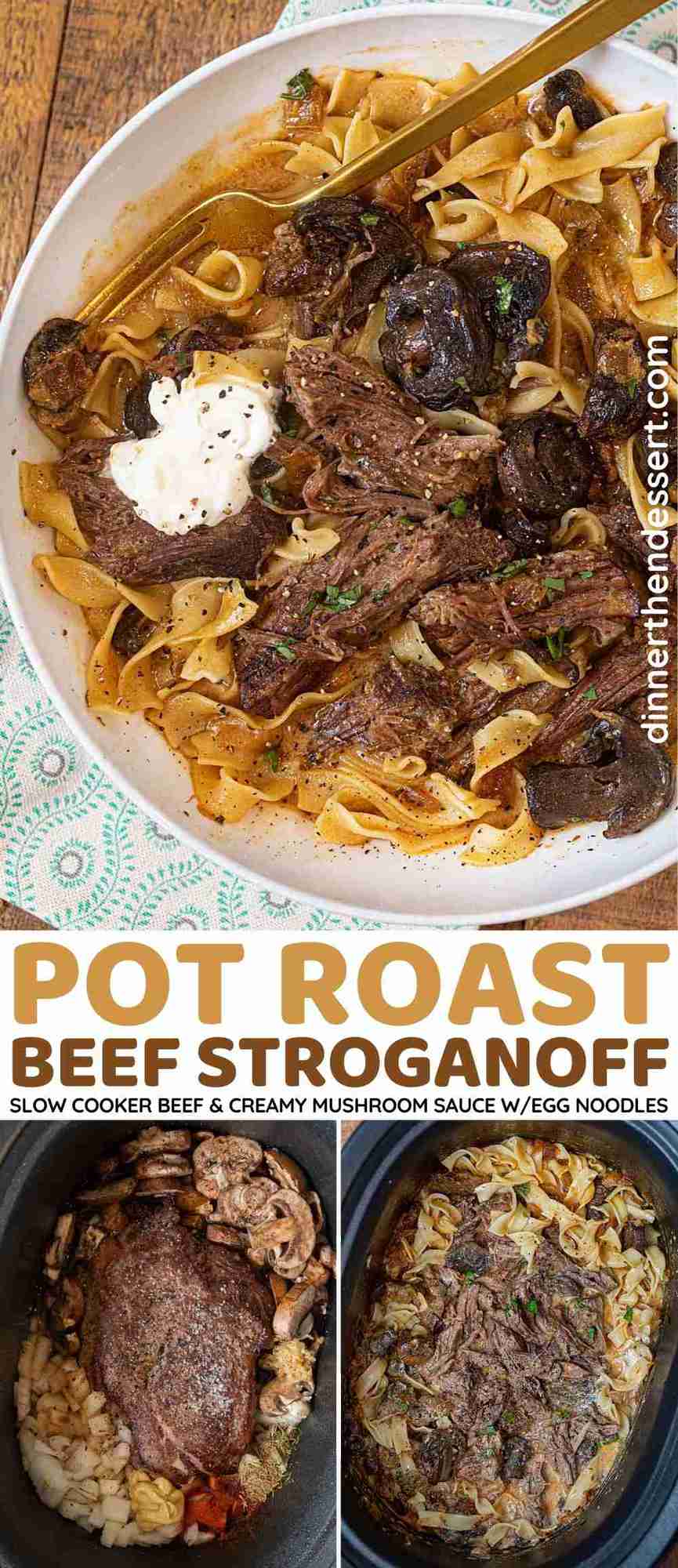 Slow Cooker Pot Roast Beef Stroganoff Collage