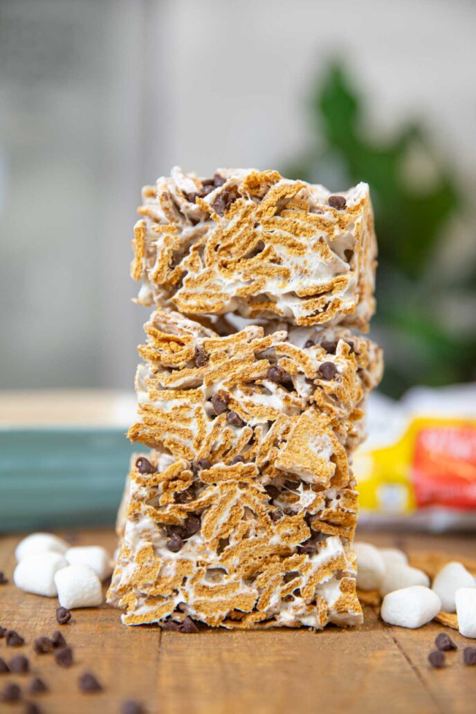 Stack of S'mores Cereal Bars