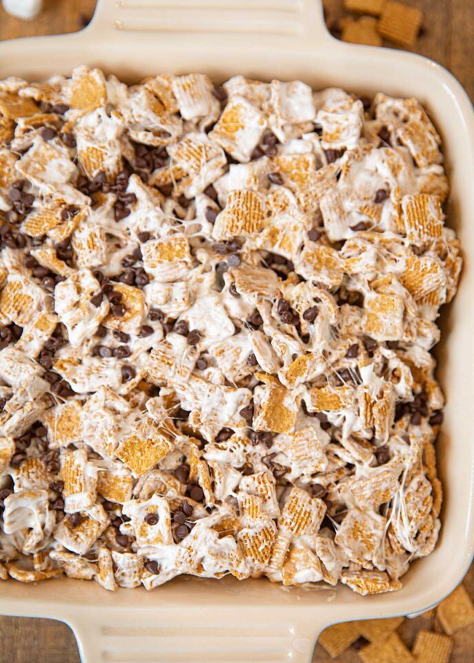 Baking Dish of S'mores Cereal Bars