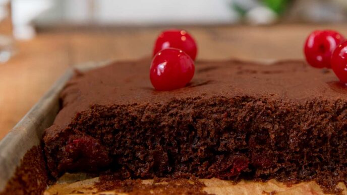 Texas Sheet Cake with Maraschino Cherries