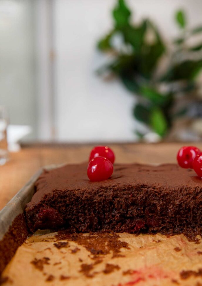 Cherry Chocolate Texas Sheet Cake